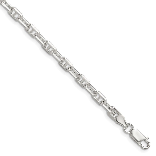 Sterling Silver Polished and D/C Mariner Link Bracelet, 7 x 4.75mm