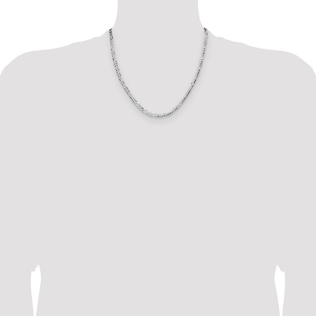 Sterling Silver Lightweight Flat Figaro Chain, 7 x 4mm