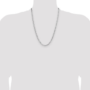 Sterling Silver Lightweight Flat Figaro Chain (Style QMB100-24)