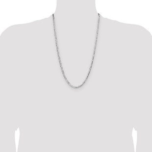 Sterling Silver Lightweight Flat Figaro Chain (Style QMB100-26)