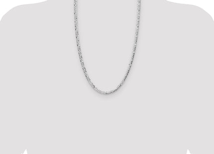 Sterling Silver Rhodium-plated Lightweight Flat Figaro Chain, 26 x 4mm