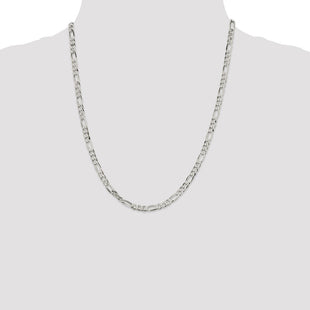Sterling Silver Lightweight Flat Figaro Chain (Style QMB120-22)