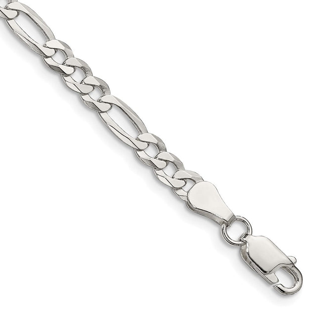 Sterling Silver Lightweight Flat Figaro Chain, 20 x 4.5mm