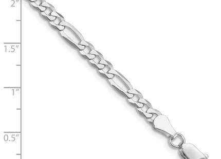 Sterling Silver Rhodium-plated Lightweight Flat Figaro Chain, 7 x 4.5mm