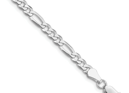 Sterling Silver Rhodium-plated Lightweight Flat Figaro Chain, 7 x 4.5mm