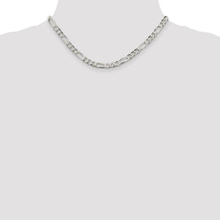 Sterling Silver Lightweight Flat Figaro Chain (Style QMB150-16)