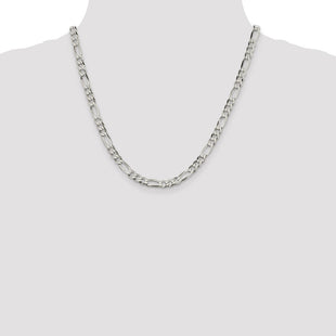 Sterling Silver Lightweight Flat Figaro Chain (Style QMB150-20)
