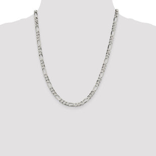 Sterling Silver Lightweight Flat Figaro Chain (Style QMB150-22)