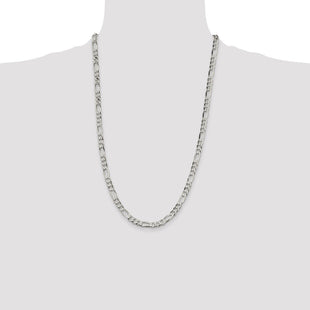 Sterling Silver Lightweight Flat Figaro Chain (Style QMB150-26)