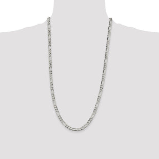 Sterling Silver Lightweight Flat Figaro Chain (Style QMB150-28)