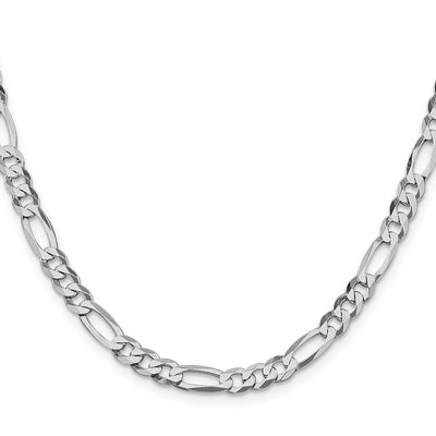 Sterling Silver Rhodium-plated Lightweight Flat Figaro Chain, 18 x 5.5mm