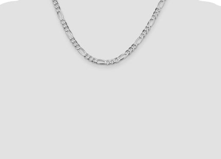 Sterling Silver Rhodium-plated Lightweight Flat Figaro Chain, 18 x 5.5mm