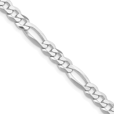 Sterling Silver Rhodium-plated Lightweight Flat Figaro Chain, 18 x 5.5mm