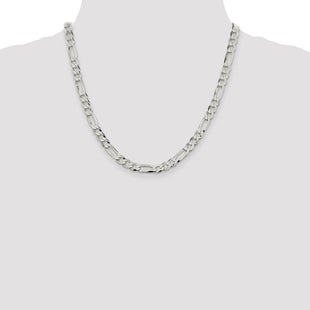 Sterling Silver Lightweight Flat Figaro Chain (Style QMB180-20)