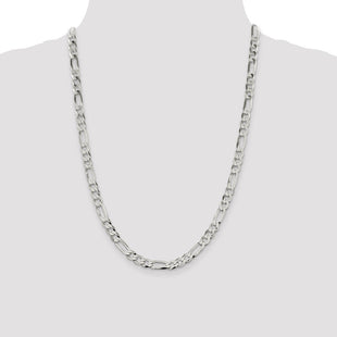 Sterling Silver Lightweight Flat Figaro Chain (Style QMB180-24)