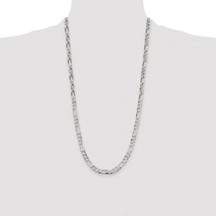 Sterling Silver Lightweight Flat Figaro Chain (Style QMB180-28)