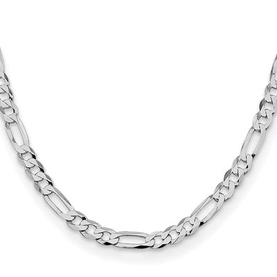 Sterling Silver Rhodium-plated Lightweight Flat Figaro Chain, 8 x 7.5mm
