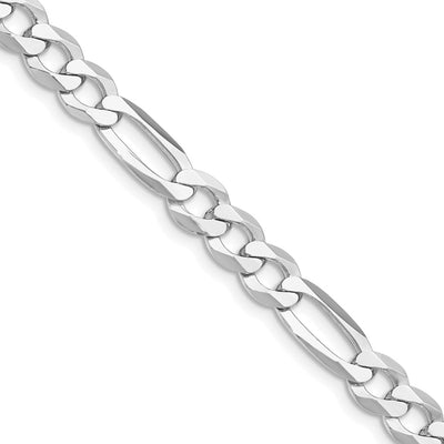 Sterling Silver Rhodium-plated Lightweight Flat Figaro Chain, 8 x 7.5mm