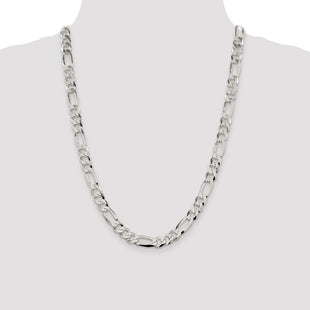 Sterling Silver Lightweight Flat Figaro Chain (Style QMB220-24)