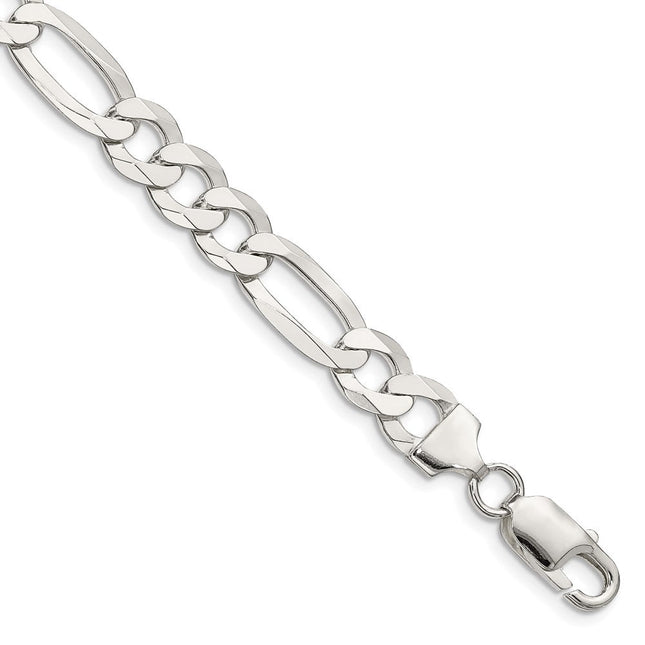 Sterling Silver Lightweight Flat Figaro Chain, 7 x 8.5mm