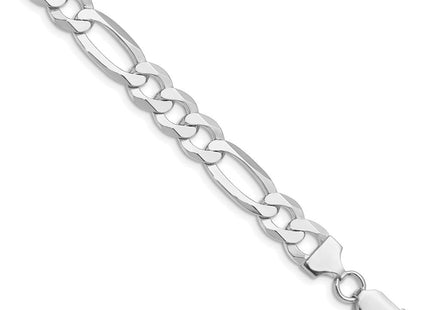 Sterling Silver Rhodium-plated Lightweight Flat Figaro Chain (Style QMB220R-8)