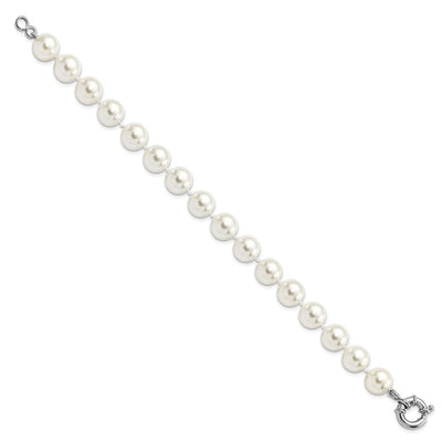 Majestik Sterling Silver Rhodium-plated Imitation Shell Pearl Hand-knotted Bracelet