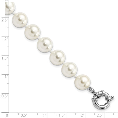 Majestik Sterling Silver Rhodium-plated Imitation Shell Pearl Hand-knotted Bracelet