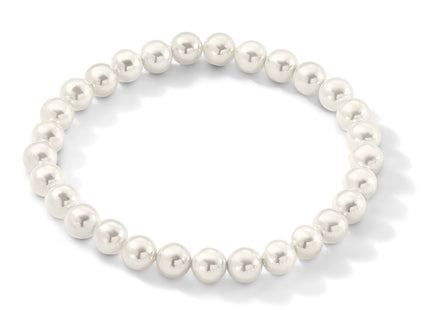 Majestik 7- White Imitation Shell Pearl Stretch Bracelet
