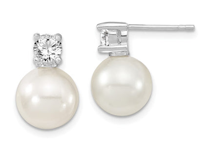 Sterling Silver Earrings Style QMJE105W - Classique Jewelry Inc.