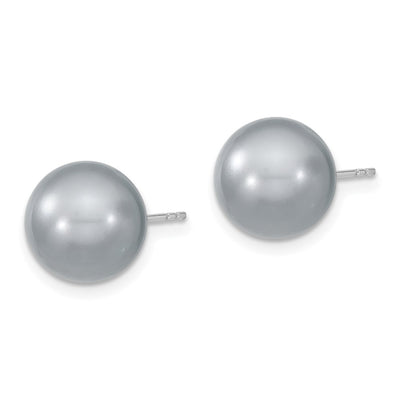 Majestik Sterling Silver Rhodium-plated Grey Imitation Shell Pearl Stud Earrings