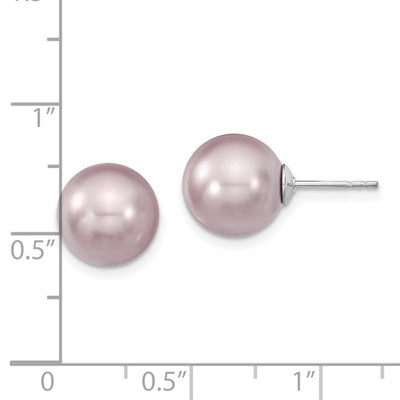 Majestik Sterling Silver Rhodium-plated Purple Imitation Shell Pearl Stud Earrings