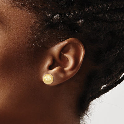 Majestik Sterling Silver Rhodium-plated Yellow Imitation Shell Pearl Stud Earrings