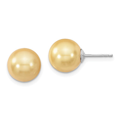 Majestik Sterling Silver Rhodium-plated Yellow Imitation Shell Pearl Stud Earrings