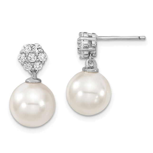 Sterling Silver Earrings Style QMJE112W - Classique Jewelry Inc.