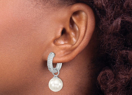 Sterling Silver Earrings Style QMJE121BW - Classique Jewelry Inc.