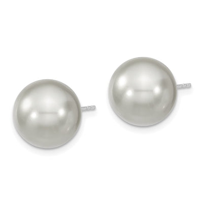 Majestik Sterling Silver Rhodium-plated Grey Imitation Shell Pearl Stud Earrings