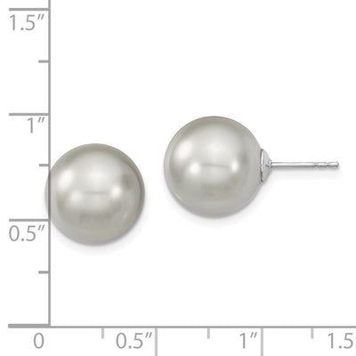 Majestik Sterling Silver Rhodium-plated Grey Imitation Shell Pearl Stud Earrings