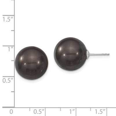 Majestik Sterling Silver Rhodium-plated Black Imitation Shell Pearl Stud Earrings