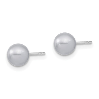 Majestic Sterling Silver Rhodium-plated Grey Imitation Shell Pearl Stud Earrings