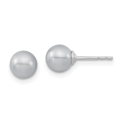 Majestic Sterling Silver Rhodium-plated Grey Imitation Shell Pearl Stud Earrings