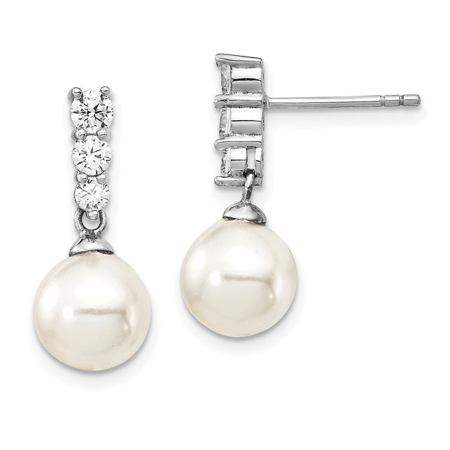 Sterling Silver Earrings Style QMJE804W - Classique Jewelry Inc.