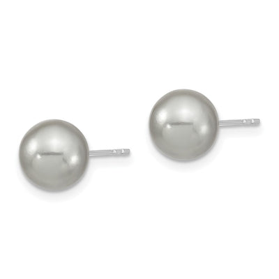 Majestic Sterling Silver Rhodium-plated Grey Imitation Shell Pearl Stud Earrings