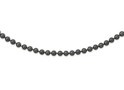 Majestik Sterling Silver Rhodium-plated 10- Black Imitation Shell Pearl Hand-knotted Necklace