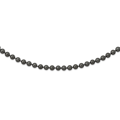 Majestik Sterling Silver Rhodium-plated Black Imitation Shell Pearl Hand-knotted Necklace
