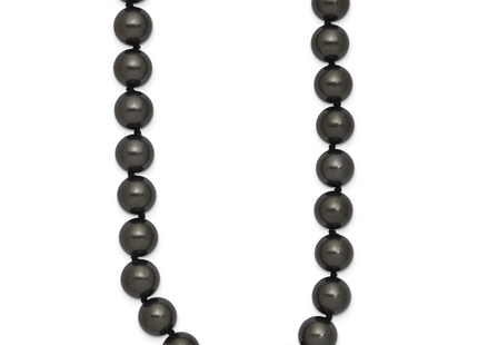 Majestik Sterling Silver Rhodium-plated 10- Black Imitation Shell Pearl Hand-knotted Necklace