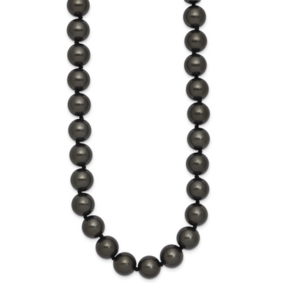 Majestik Sterling Silver Rhodium-plated Black Imitation Shell Pearl Hand-knotted Necklace