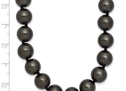 Majestik Sterling Silver Rhodium-plated 10- Black Imitation Shell Pearl Hand-knotted Necklace