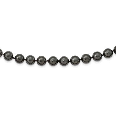 Majestik Sterling Silver Rhodium-plated Black Imitation Shell Pearl Hand-knotted Necklace