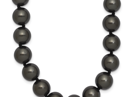 Majestik Sterling Silver Rhodium-plated 10- Black Imitation Shell Pearl Hand-knotted Necklace