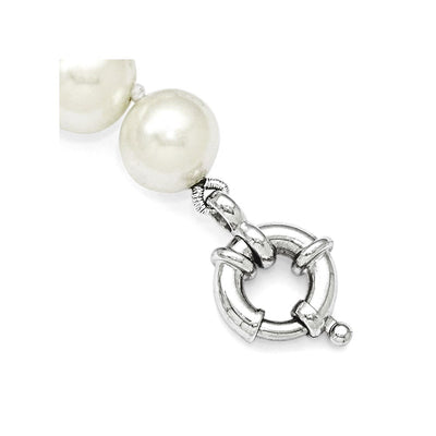 Majestik Sterling Silver Rhodium-plated White Imitation Shell Pearl Hand-knotted Necklace